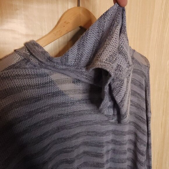 Spring + Mercer Plus Striped Hooded Nautical Open Knit Lightweight Sweater 1X - Picture 4 of 6